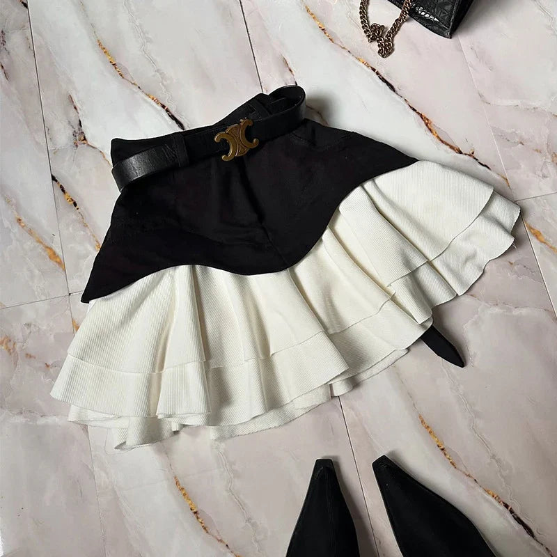 Kleurenblok Minirok met Hoge Taille | Modieuze en Flatterende Pasvorm - Maradille