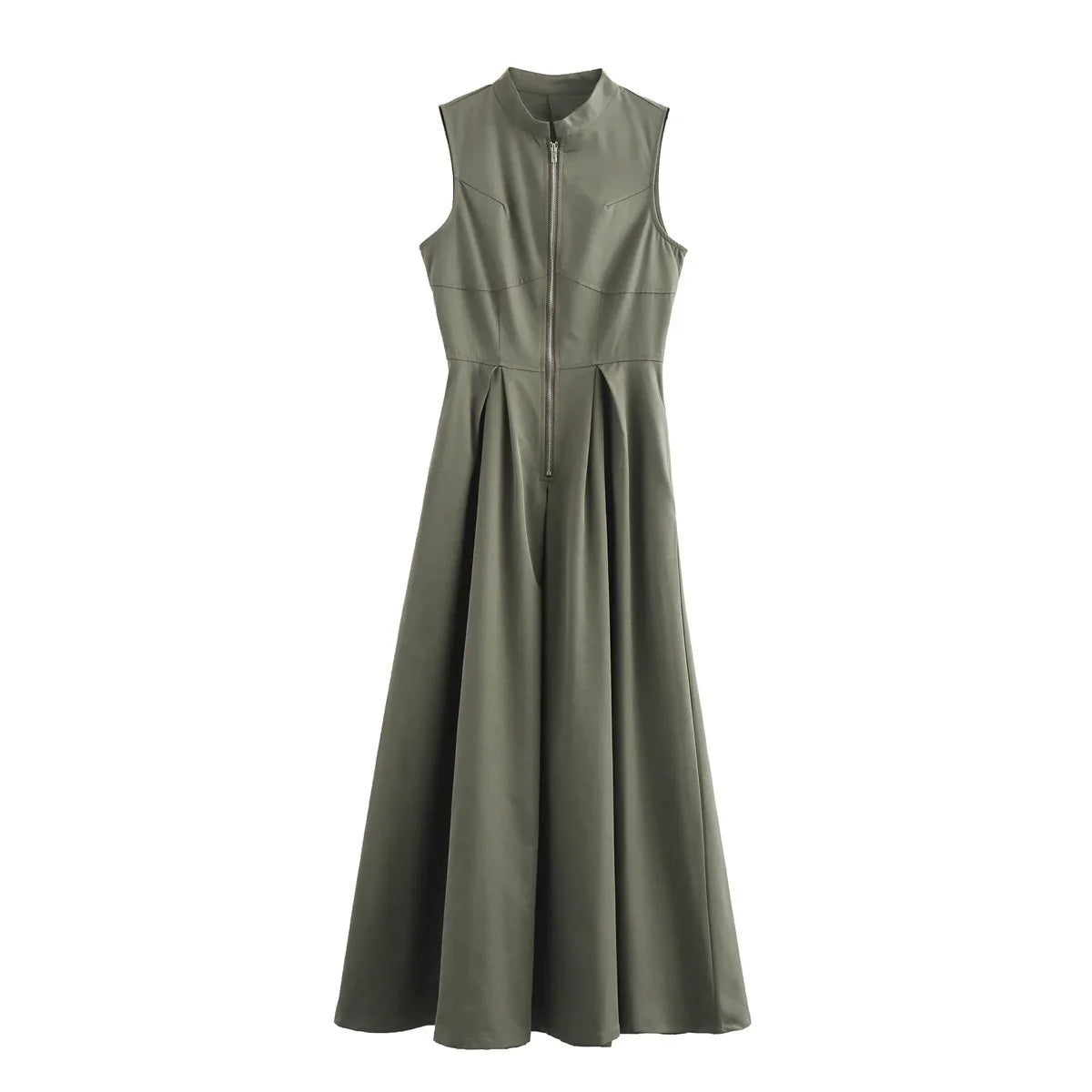 Dames Mouwloze Geplooide Elegante Lange Feestjurk - Sherryl