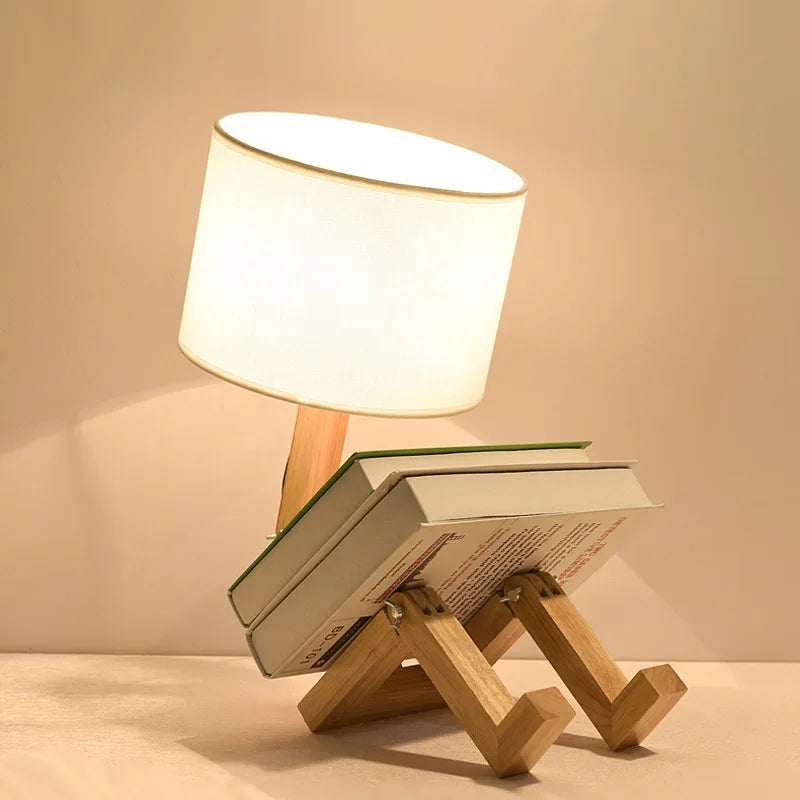 Verstelbare Houten Tafellamp | Boekenhouder functie - Rutan