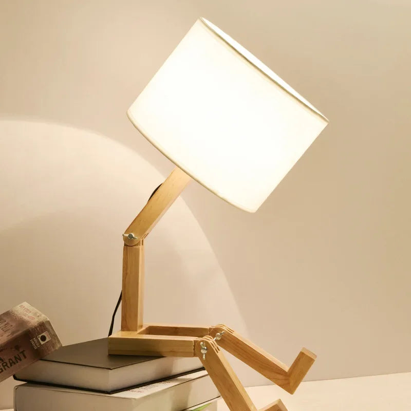 Verstelbare Houten Tafellamp | Boekenhouder functie - Rutan