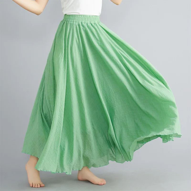 Hoge Taille Linnen Maxi Rok | Tijdloze Elegantie voor Lente & Zomer - Miriam