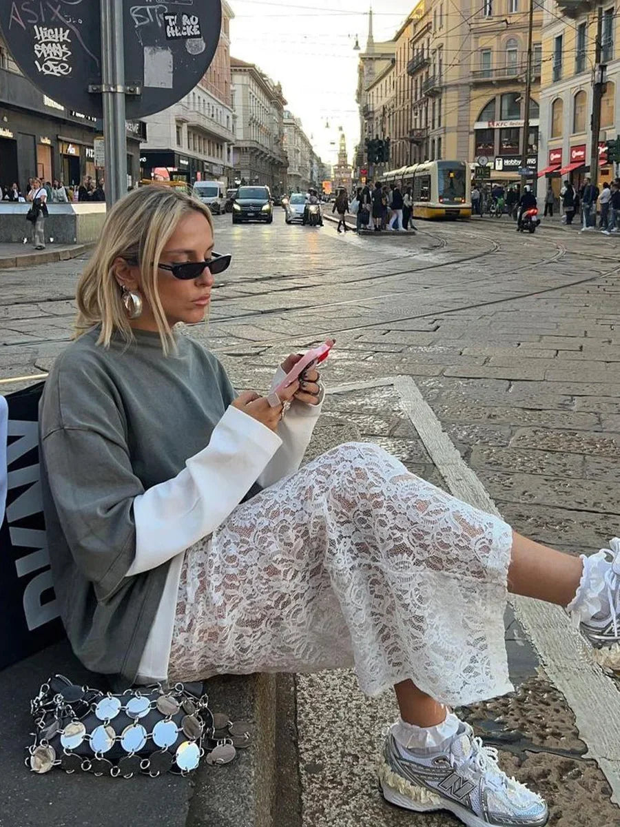 Hoge Taille Kanten Maxi Rok | Luchtige Zomerrok - Roellia