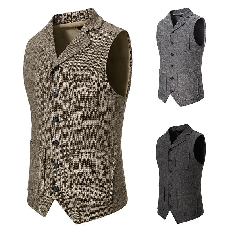 Stijlvolle Heren Herringbone Denim vest | Tijdloos Design voor Lente en Herfst - Aliston