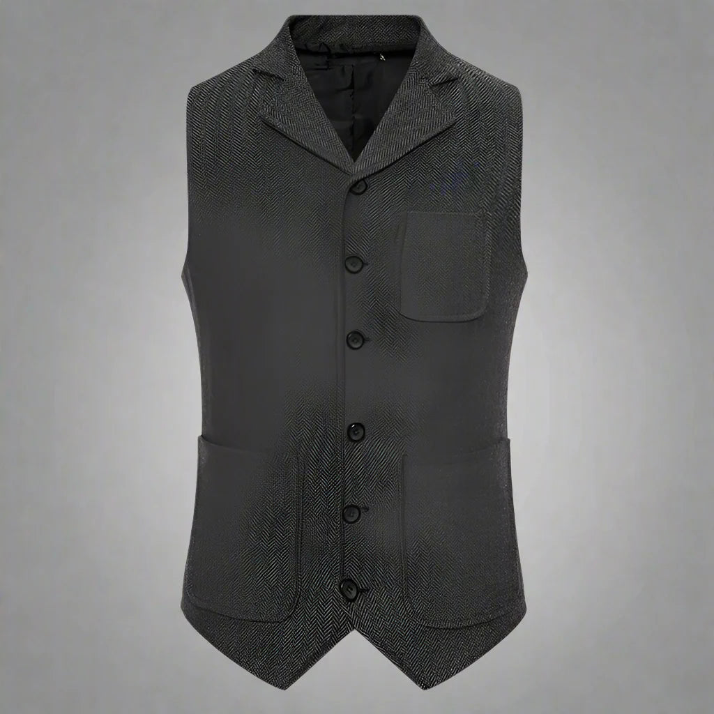 Stijlvolle Heren Herringbone Denim vest | Tijdloos Design voor Lente en Herfst - Aliston