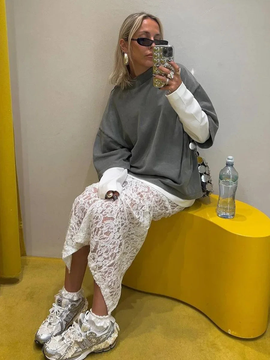 Hoge Taille Kanten Maxi Rok | Luchtige Zomerrok - Roellia