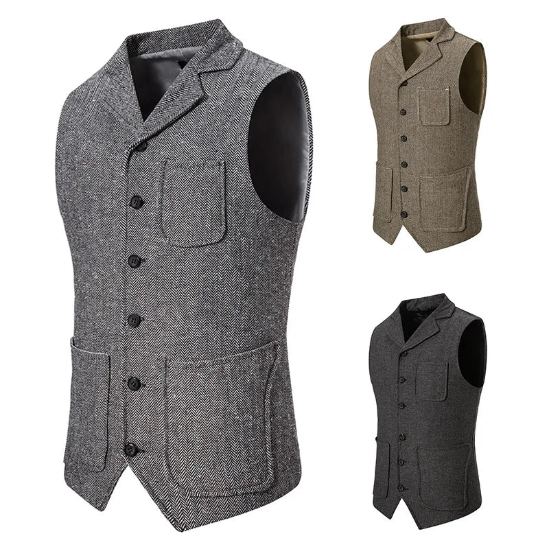 Stijlvolle Heren Herringbone Denim vest | Tijdloos Design voor Lente en Herfst - Aliston