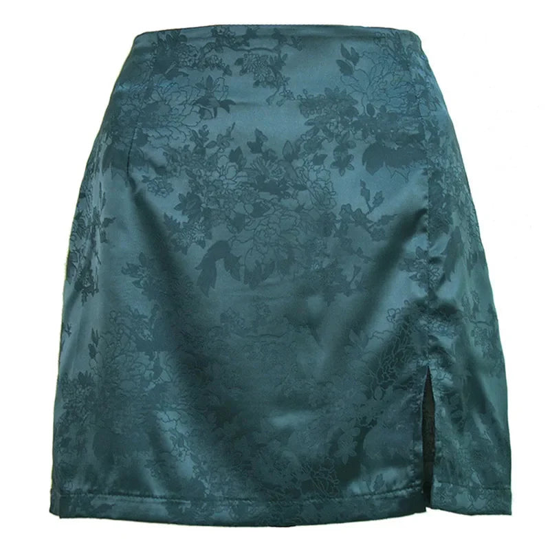 Jacquard Satijnen Mini-Rok | Hoge Taille & Elegante Uitstraling - Aiza