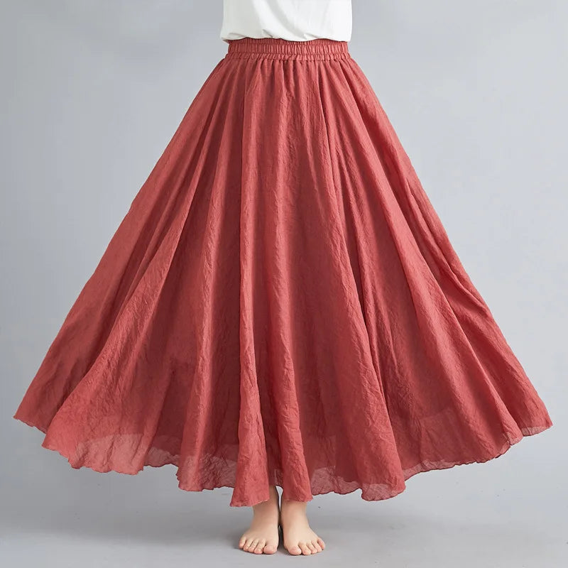 Hoge Taille Linnen Maxi Rok | Tijdloze Elegantie voor Lente & Zomer - Miriam