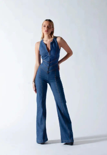 Vintage Y2K Stijl Mouwloze Denim Jumpsuit voor Dames - Drighe