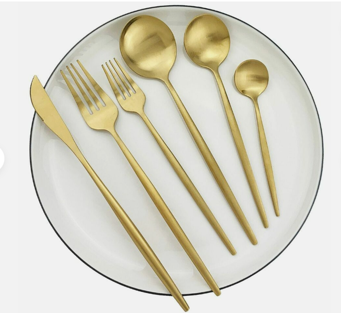 Lilac - Minimalistisch bestek set - Titanium en goud