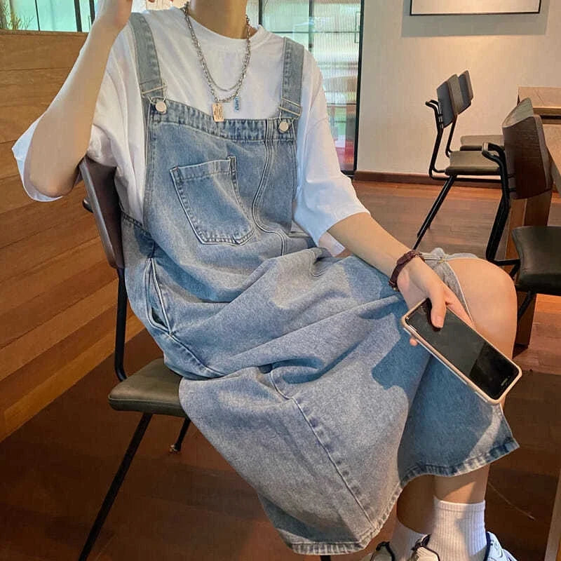 Losvallende Denim Overall-Jurk | Mouwloze Midi-Jurk voor Dames - Mietta