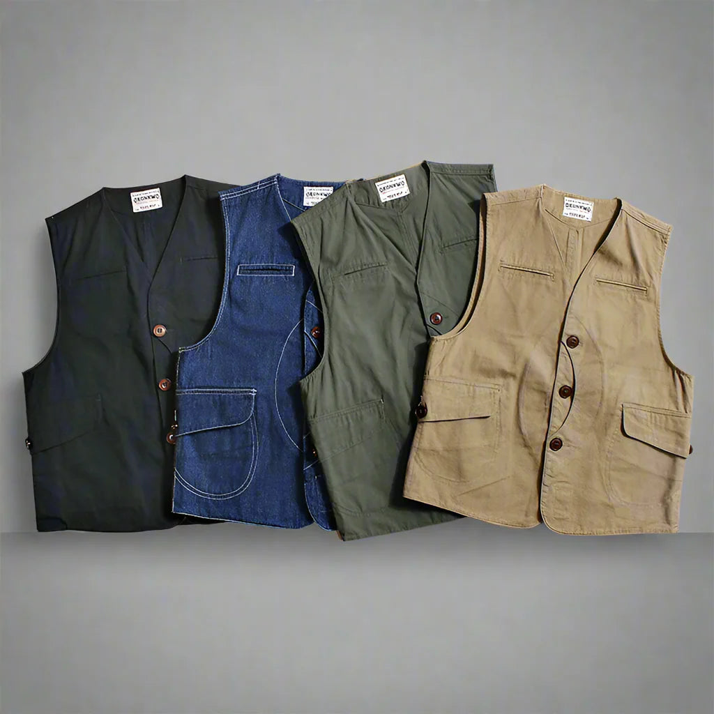 Heren Meerdere Zakken Casual Vest | Retro Jacht Stijl - Arengel