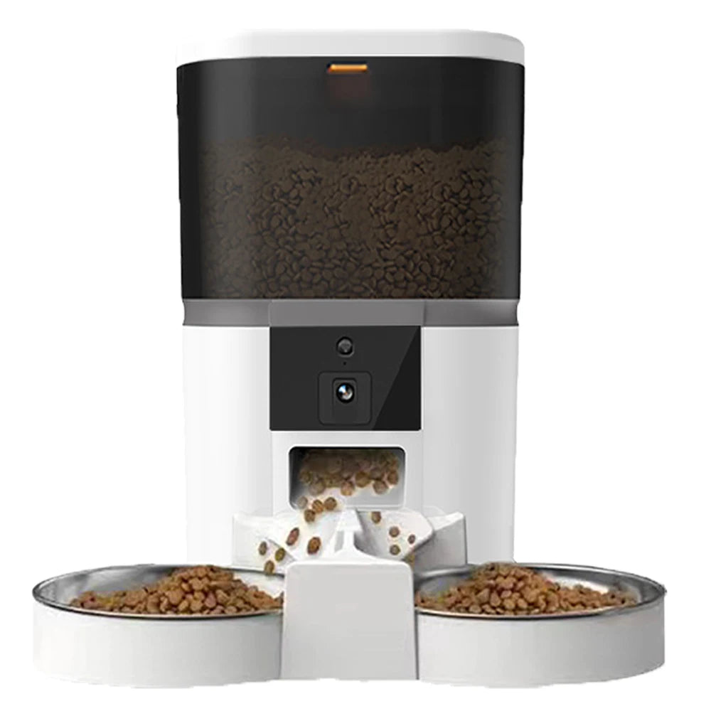 Slimme Voerbak voor Huisdieren met Camera | 4L Automatische Voerbak voor Honden en Katten met Timer en Dubbele Kommen - Dotson
