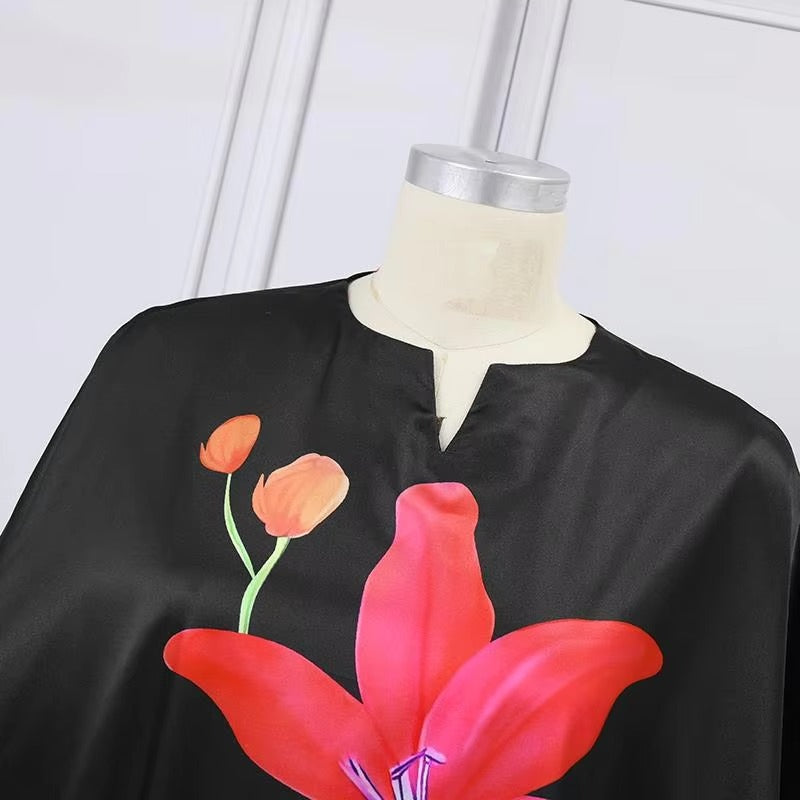 Bloemen Midi-Jurk | Boho-Jurk met 3/4 Vleermuismouwen voor Dames - Madise
