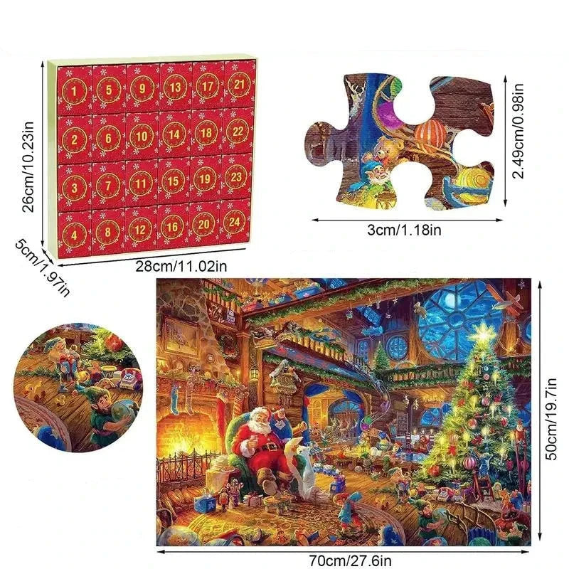Kerstman puzzel adventkalender | Kerstmis puzzel speelgoed verrassingscadeaus voor kinderen | Kerst advent kalender - Kertso