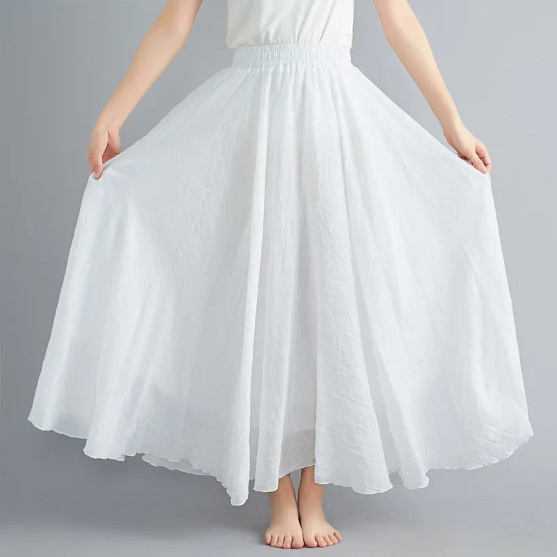 Hoge Taille Linnen Maxi Rok | Tijdloze Elegantie voor Lente & Zomer - Miriam
