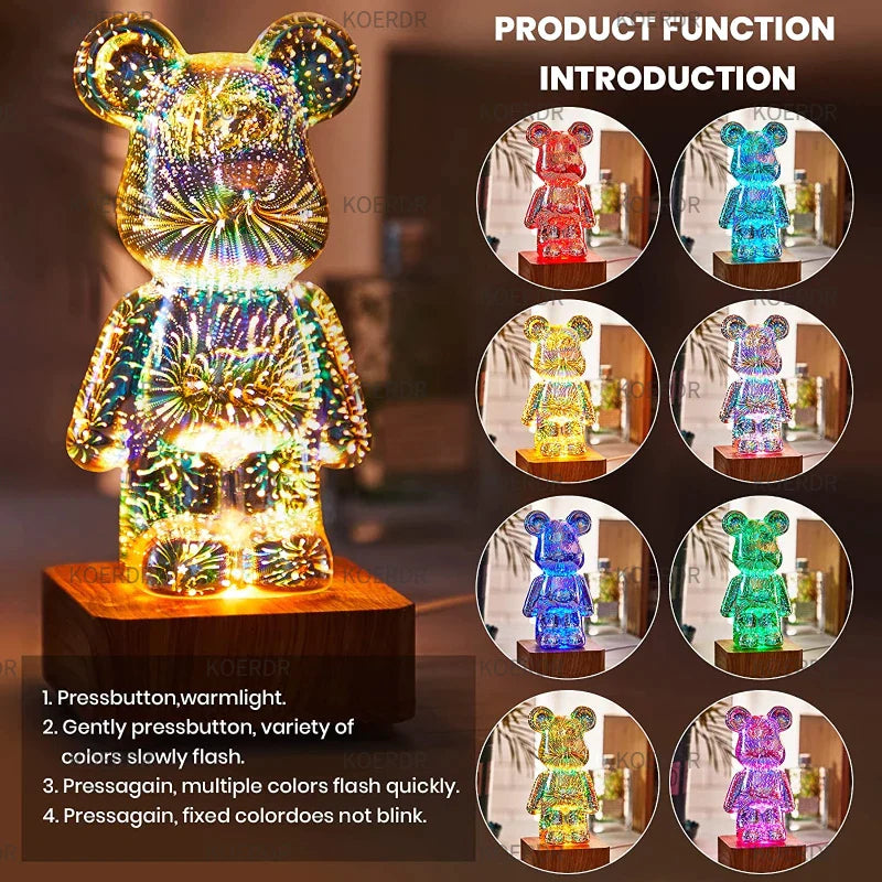 FlashBear | sfeerlamp | 3D vuurwerkprojectie | Unieke Beerlamp