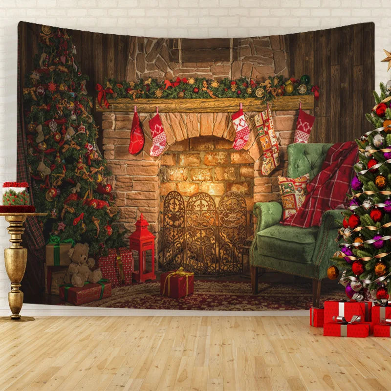 Groot Wandtapijt voor Kerstmis | Muur Hangend Kerstdecor  - TapesWall