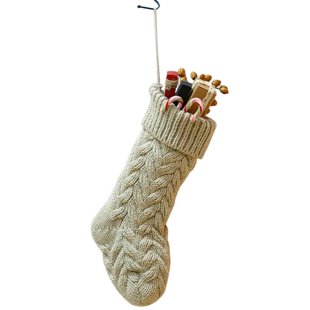 Gebreide Kerstmis decoratie sok | Kerstmis sfeer decoratie | Ornamenten Rood Wit Kerstmis Sok - Macey