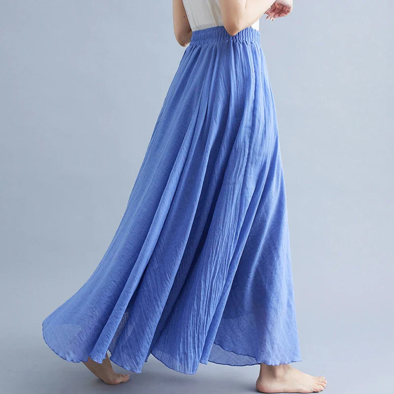 Hoge Taille Linnen Maxi Rok | Tijdloze Elegantie voor Lente & Zomer - Miriam