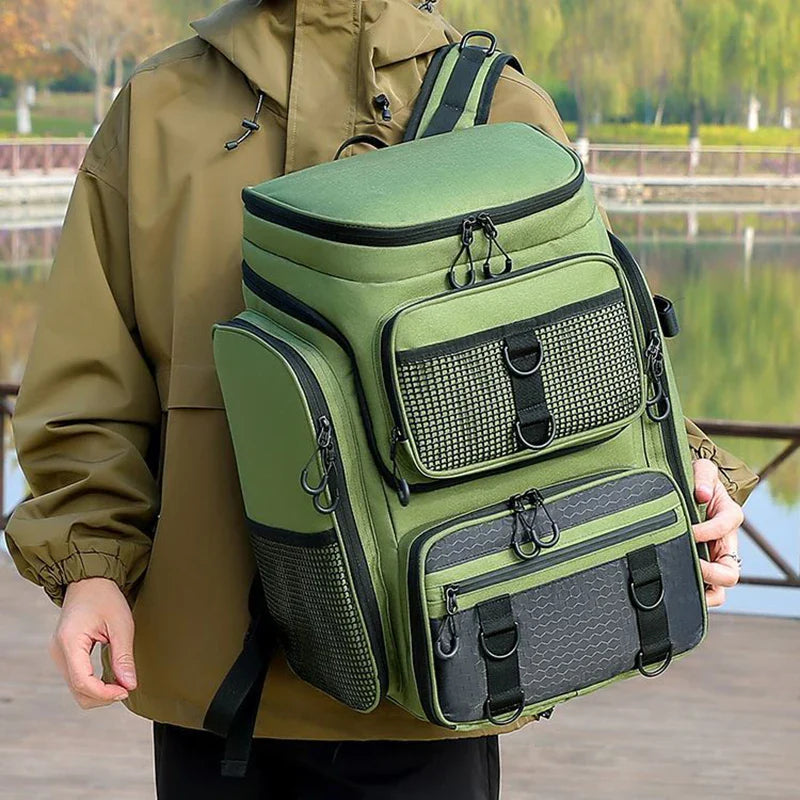 50L Vissersrugzak met Rod Houdertjes | Duurzaam, Waterbestendig & Ruim voor Outdoor - Sooban