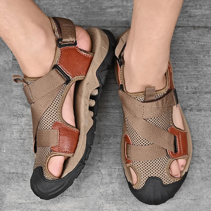 Romeinse Strand Sandalen van Hoogwaardig Leer | Leren Heren Sandalen voor de Zomer - Marcio