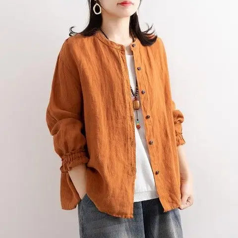 Zachte Katoen-Linnen Blouse met Lange Mouwen | Luchtig & Ademend Damesoverhemd - Dailisa