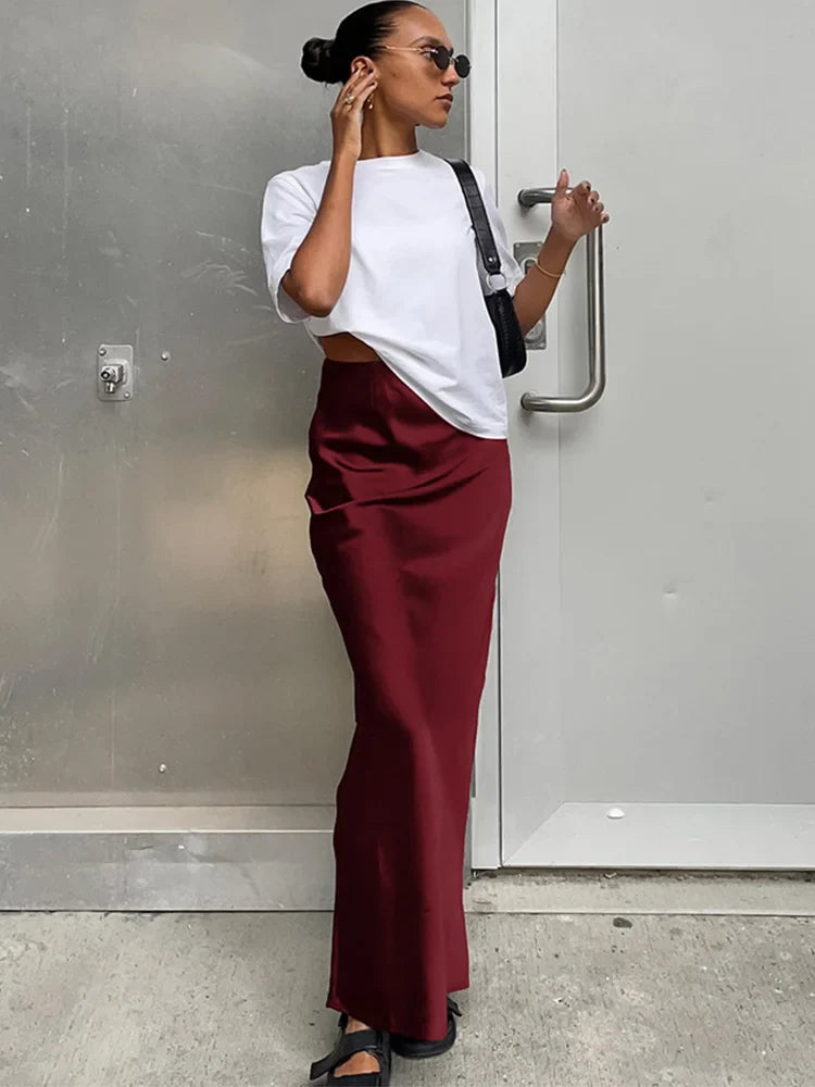 Elegante Hoge Taille Satijnen Zeemeerminnenrok | Stijlvol voor Kantoor & Avondkleding - Marjoly