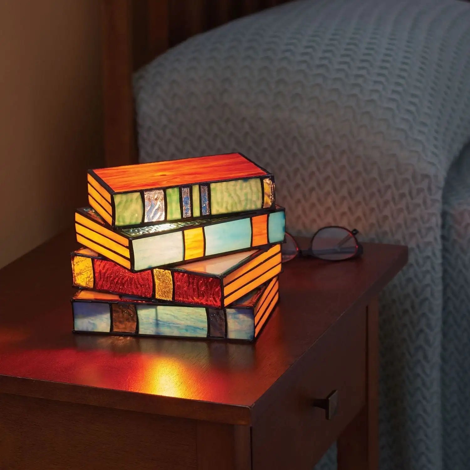 Gekleurde glazen boekenlamp | Artistiek ontwerp - Novelamp