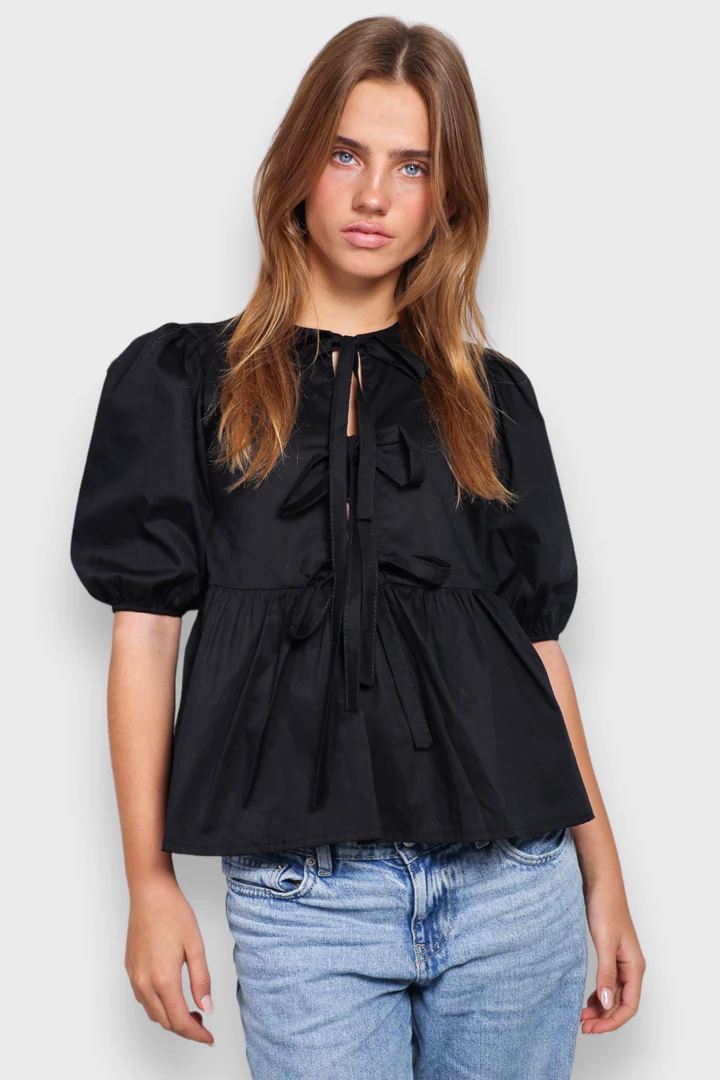Blouse met Pofmouwen voor Dames | Sami Blouse met Strikdetails - Marga