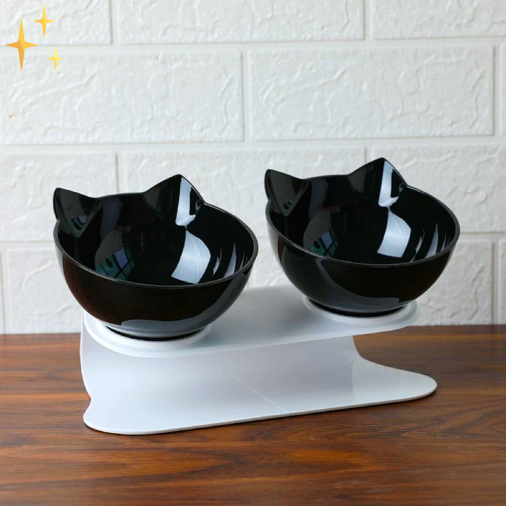 Orthopedisch Dubbele Katten Voerbak met Verhoging en Oortjes voor een Optimale Gezondheid - Dubped