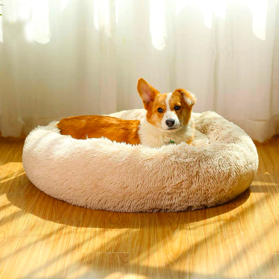 Donutvormig Huisdierbed van Ademend Pluche Katoen voor Honden en Katten - Adam