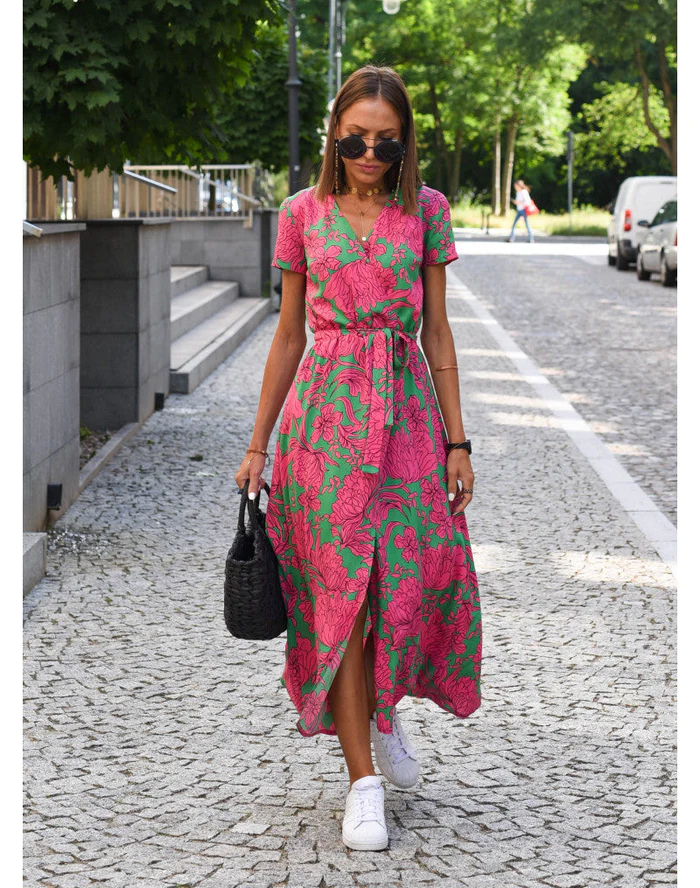 Kleurrijke Lente/Zomer Jurk voor Dames met Levendige Bloemenprints - Leyann