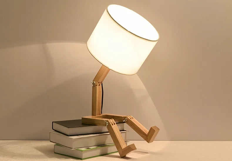 Verstelbare Houten Tafellamp | Boekenhouder functie - Rutan