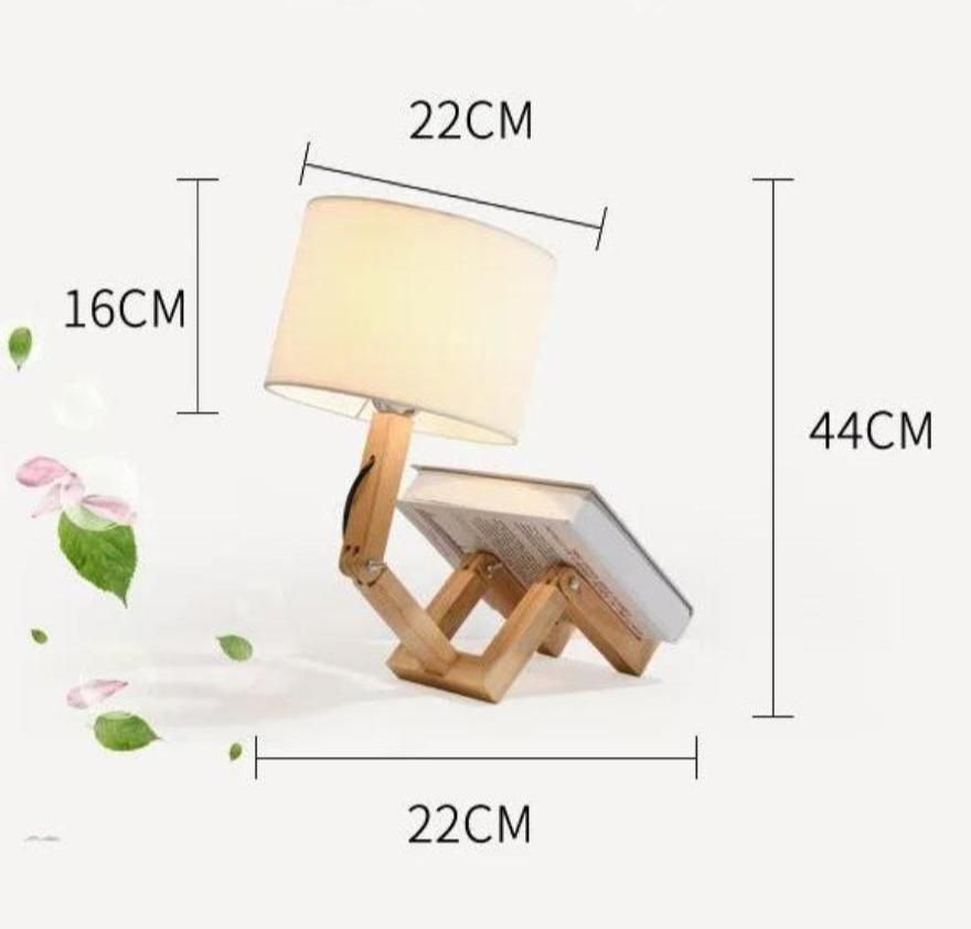 Verstelbare Houten Tafellamp | Boekenhouder functie - Rutan