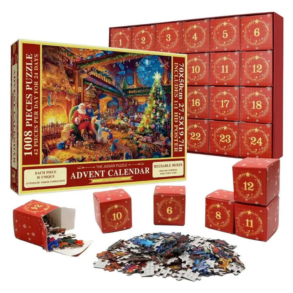 Kerstman puzzel adventkalender | Kerstmis puzzel speelgoed verrassingscadeaus voor kinderen | Kerst advent kalender - Kertso