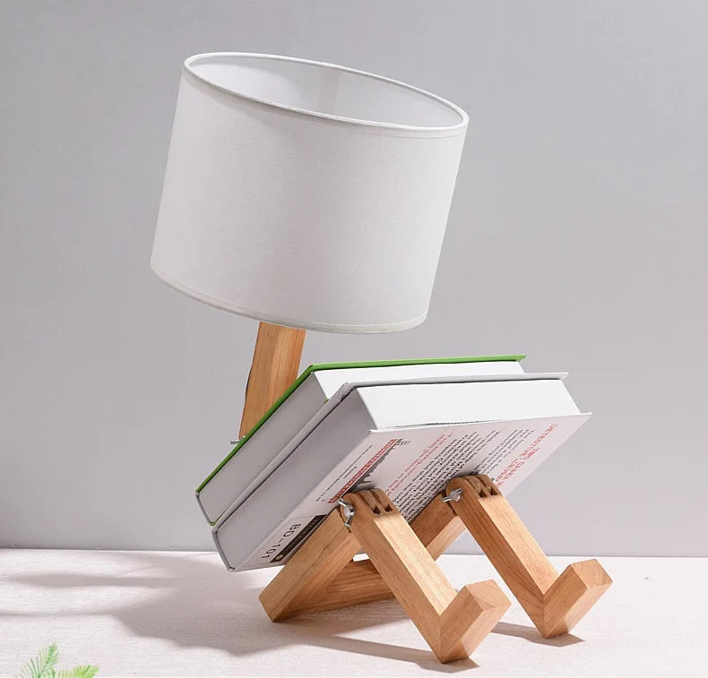 Verstelbare Houten Tafellamp | Boekenhouder functie - Rutan