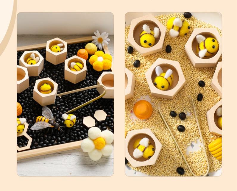 Blooming Montessori houten honingraat speelgoed - HoneyBees