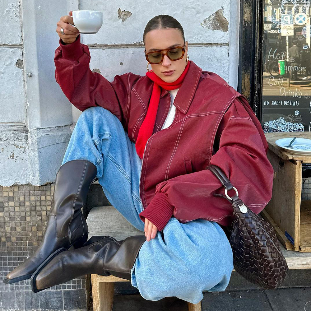 Oversized Jas met Contrasterende Stiksels - RasZsa