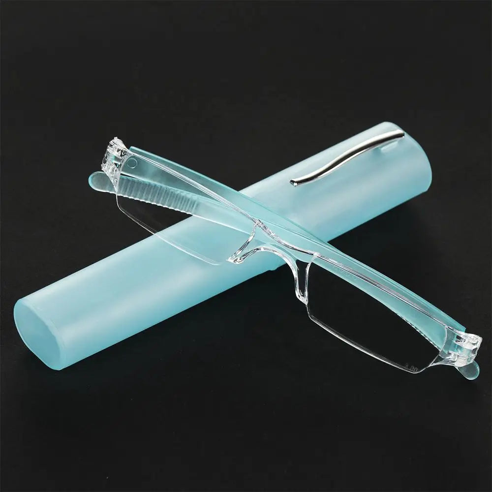 Elegante Ultra-Dunne Leesbril met Metalen Frame | Draagbare Mini Presbyopie Bril voor Mannen & Vrouwen met Opbergdoos - Mcleod