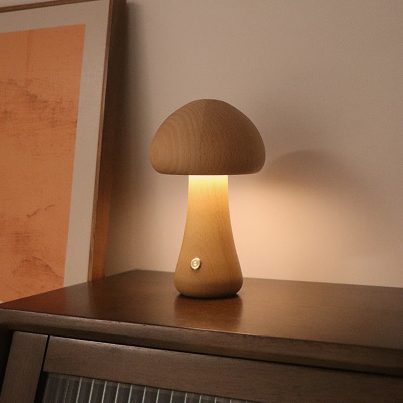 MushLight - Houten paddestoel LED nachtlampje