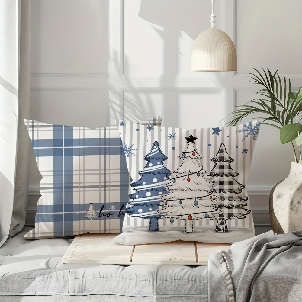 Feestelijke Kerst Kussenhoezen Set van 4 | Decoratieve Vakantie Kussenhoezen Voor Bank & Woondecoratie - Glenz