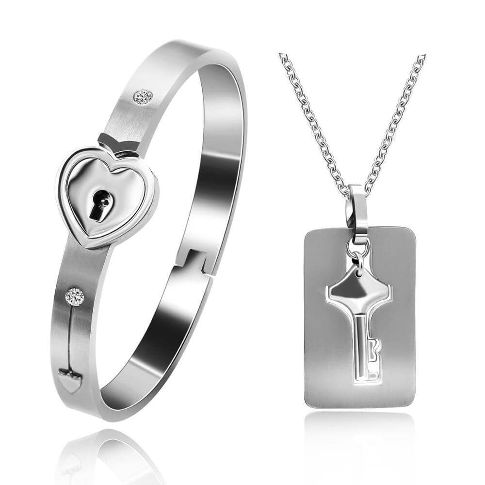 "Je Bent De Sleutel Naar Mijn Hart" Armband + Ketting Set - Amber