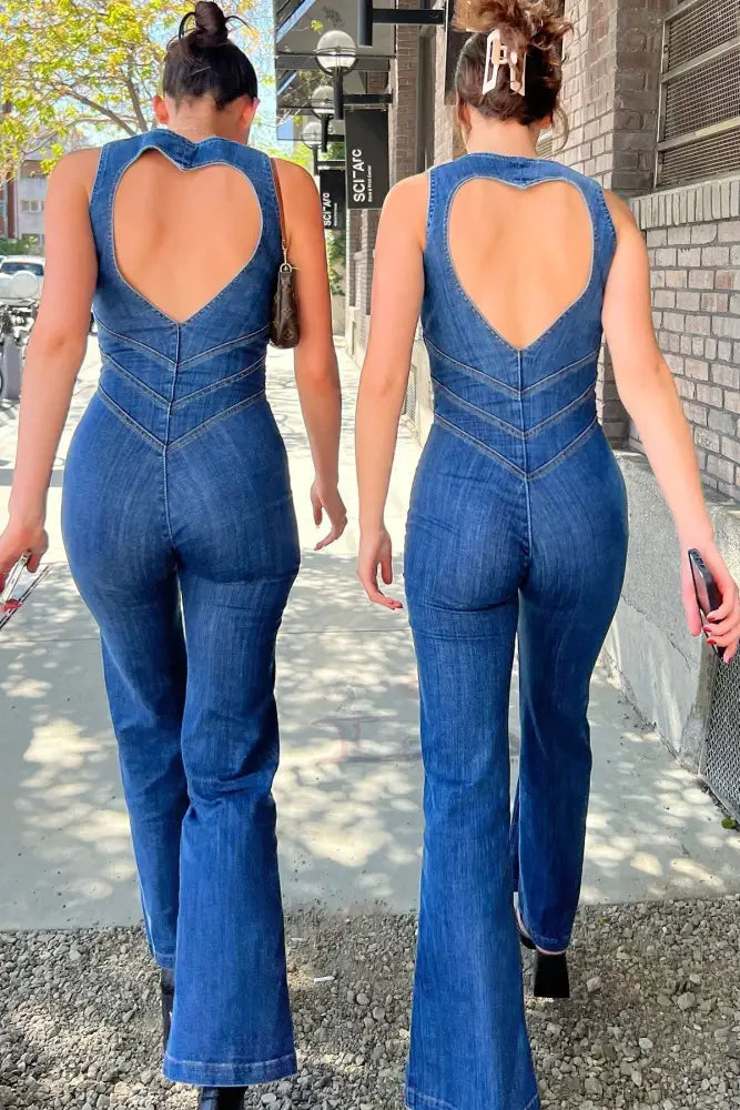 Vintage Y2K Stijl Mouwloze Denim Jumpsuit voor Dames - Drighe