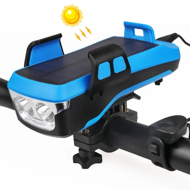 5-in-1 USB Oplaadbare LED Fietslamp met Zonnehoorn & Telefoonhouder | 4000mAh Zaklamp-Lantaarn voor Fietsen - CycleAlert