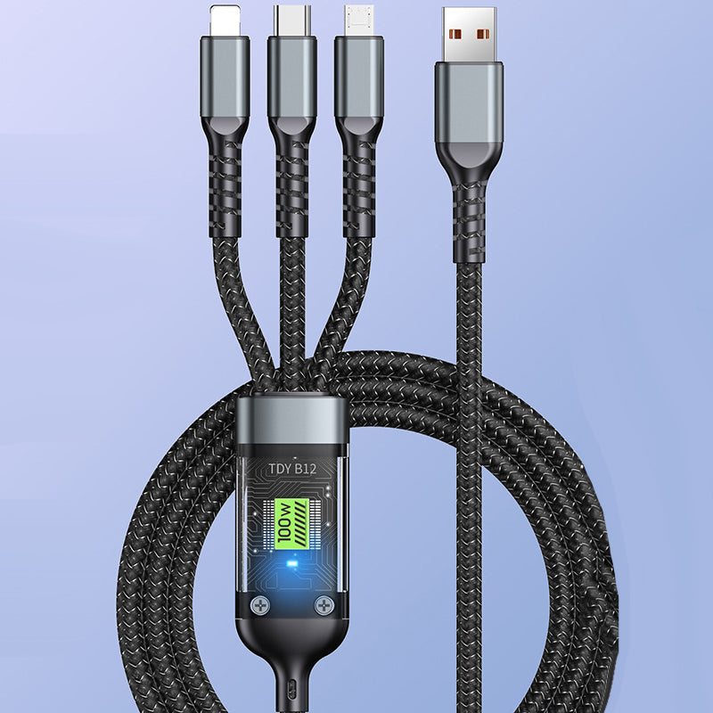 Transparante lichtgevende 3-in-1 supersnelle oplaadkabel - Lunous