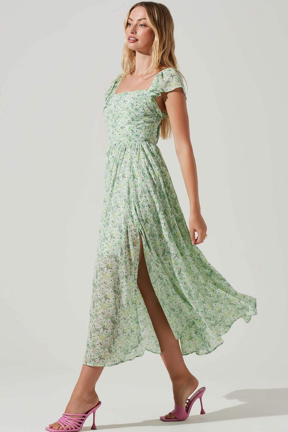 Damesjurk met Bloemenprint en Spleet - Loanna