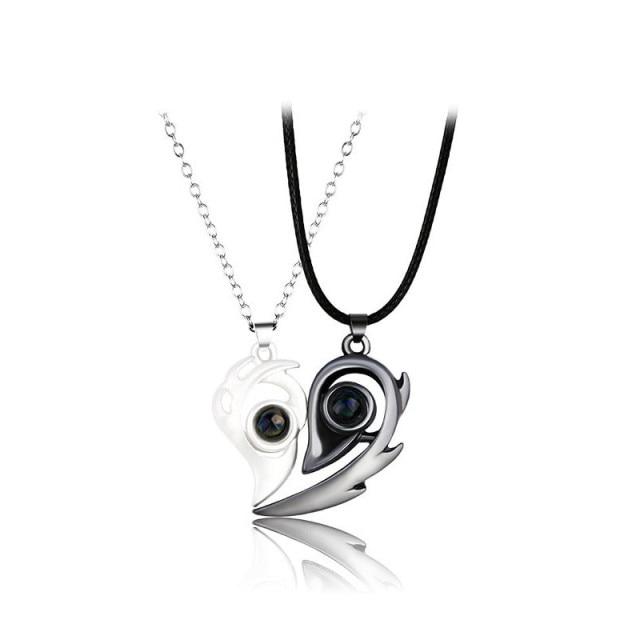 Harten Koppel Halskettingen | Uniek geschenk | Voor altijd verbonden - Fireheart