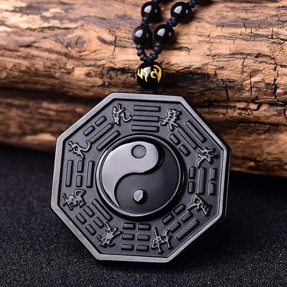 Obsidiaan Yin Yang Ketting - Yanyx